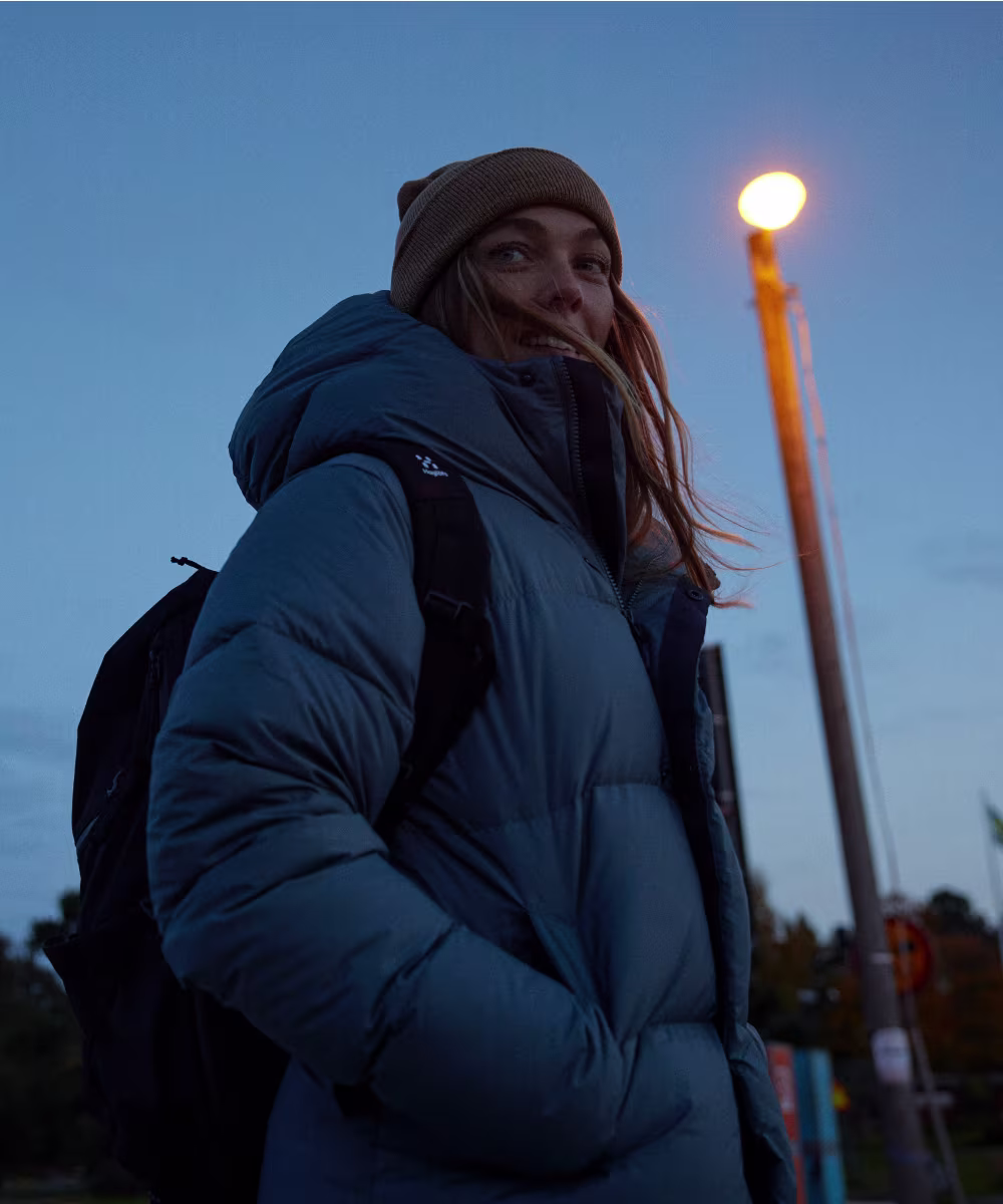 Girl under a streetlight