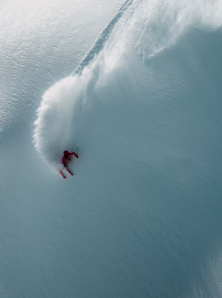 Man skiing down the slopes