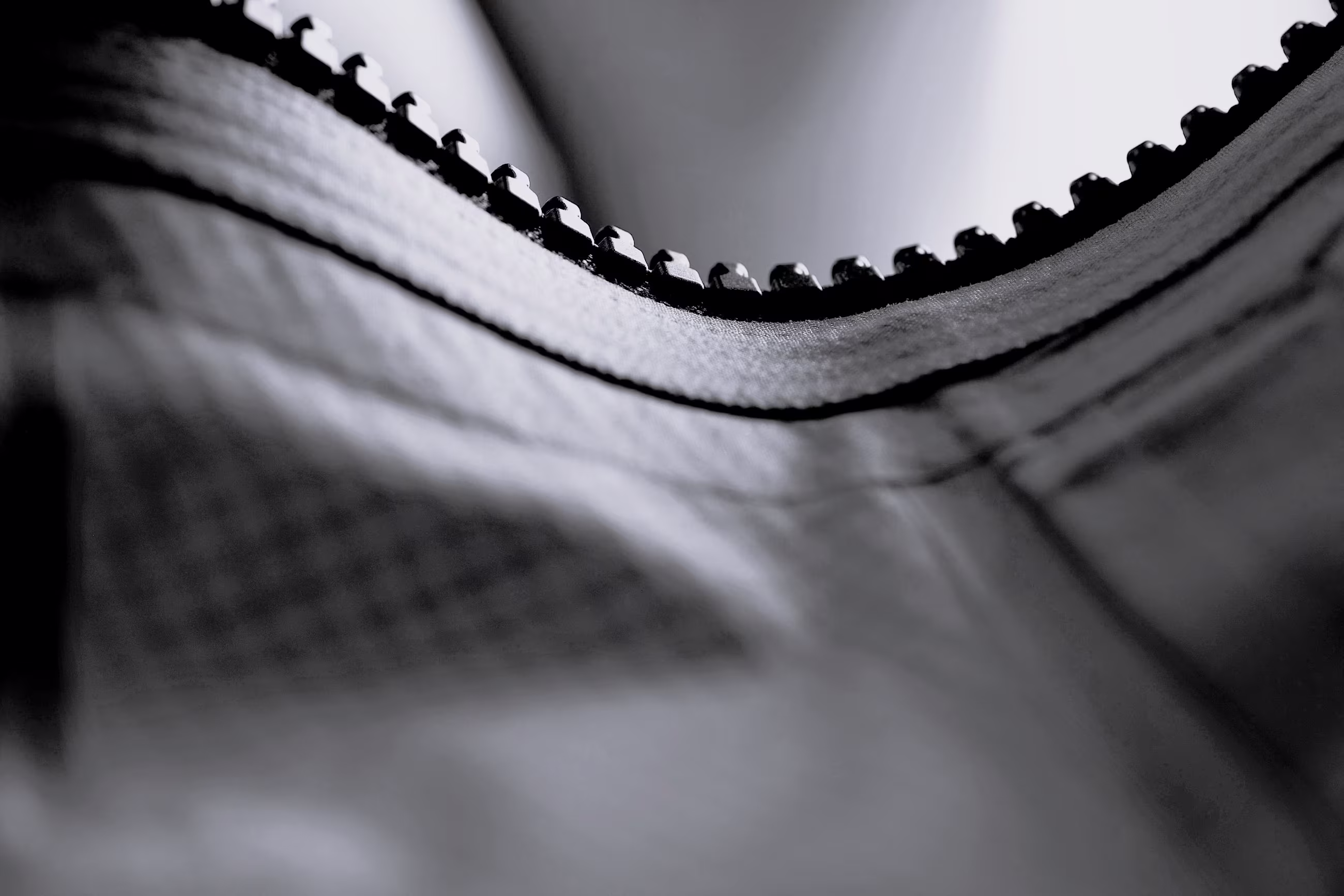 Close-up of a zip fastener.