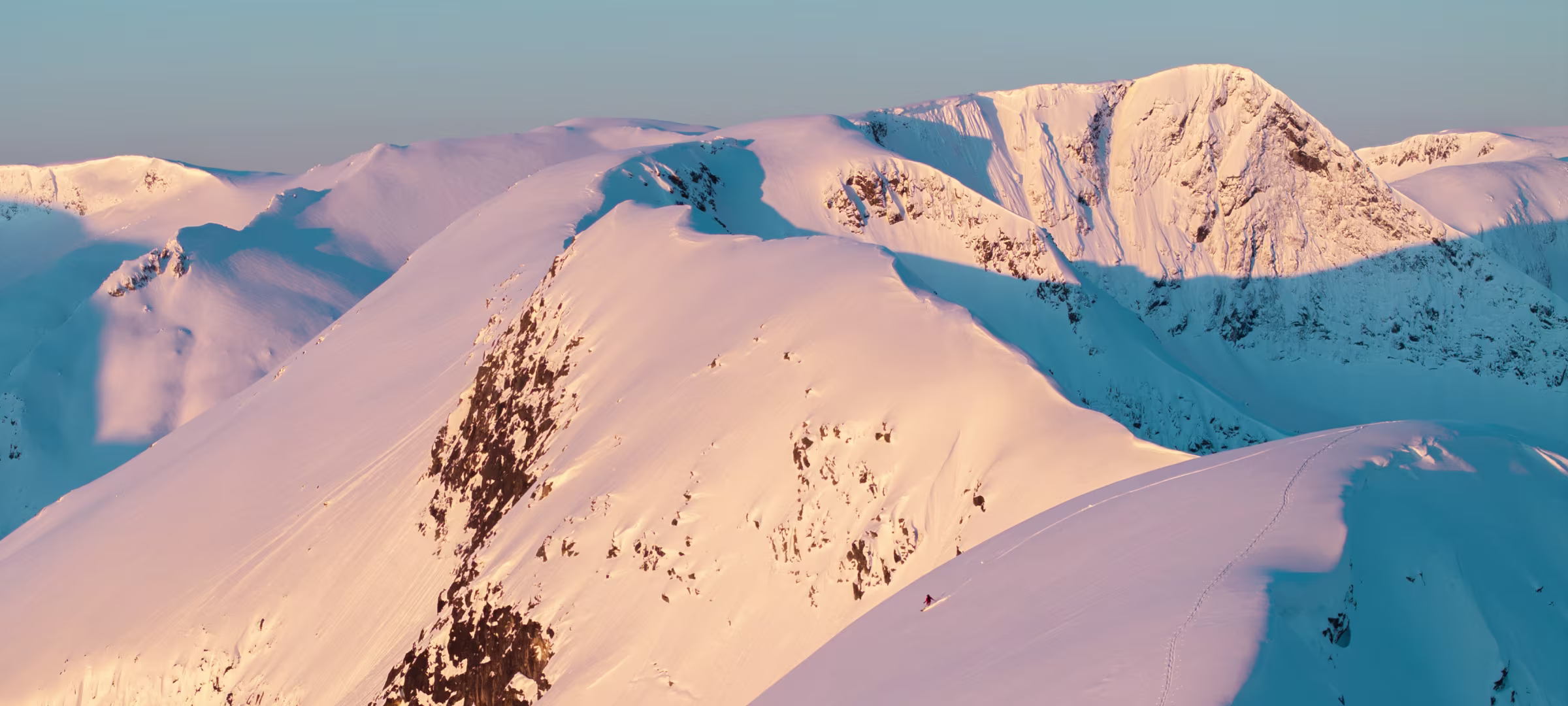 Skiing in the sunrise