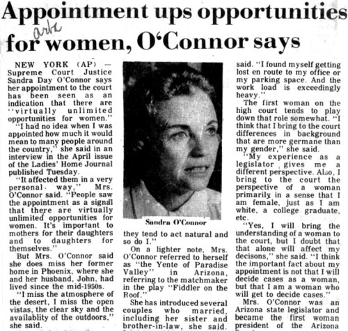 Appointment ups opportunities for women, O'Connor says