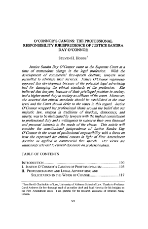 O'Connor's Canons: The Professional Responsibility Jurisprudence of Justice Sandra Day O'Connor