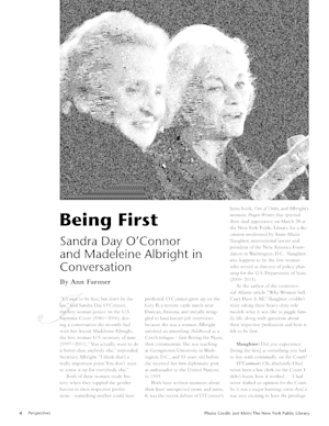 Being First – Sandra Day O’Connor and Madeleine Albright in Conversation