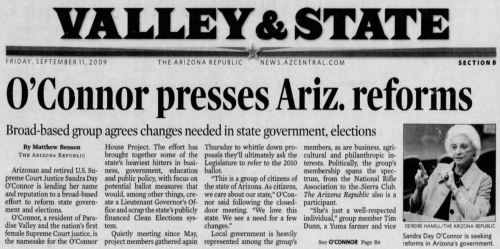 "O'Connor presses Ariz. reforms"