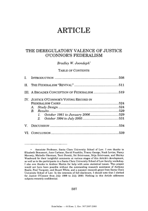 The Deregulatory Valence of Justice O'Connor's Federalism