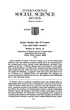 Justice Sandra Day O'Connor: Law and Order Justice?