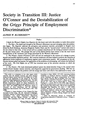 Justice O'Connor and the Destabilization of the Griggs Principle of Employment Discrimination