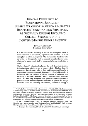 Judicial Deference to Educational Judgment: Justice O'Connor's Opinion in Grutter