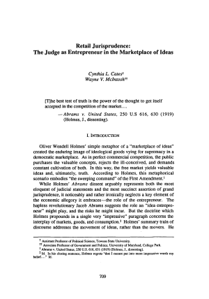 Retail Jurisprudence: The Judge as Entrepreneur in the Marketplace of Ideas