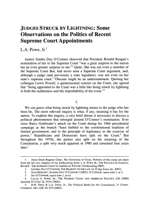 Judges Struck by Lightning: Some Observations on the Politics of Recent Supreme Court Appointments