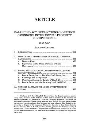 Balancing Act: Reflections on Justice O’Connor’s Intellectual Property Jurisprudence