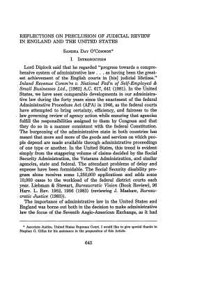 Reflections on Preclusion of Judicial Review in England and the United States