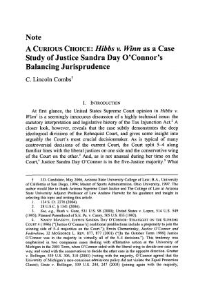 A Curious Choice: Hibbs v. Winn as a Case Study of Justice Sandra Day O'Connor's Balancing Jurisprudence