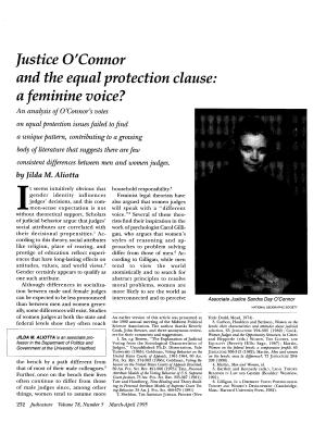 Justice O'Connor and the Equal Protection Clause: A Feminine Voice?