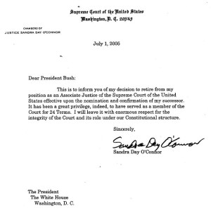 Justice O'Connor letter of retirement 2005