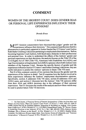 Women of the Highest Court: Does Gender Bias or Personal Life Experiences Influence Their Opinions?