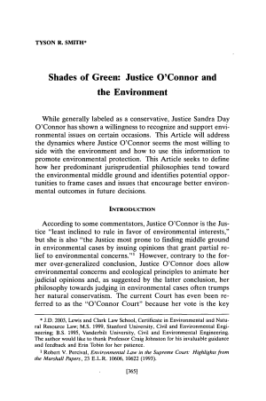 Shades of Green: Justice O'Connor and the Environment