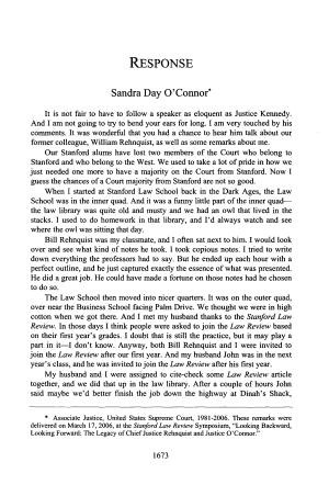 "Response" (The Legacy of Chief Justice Rehnquist and Justice O'Connor)