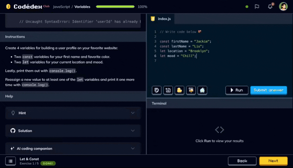 Codedex AI feedback