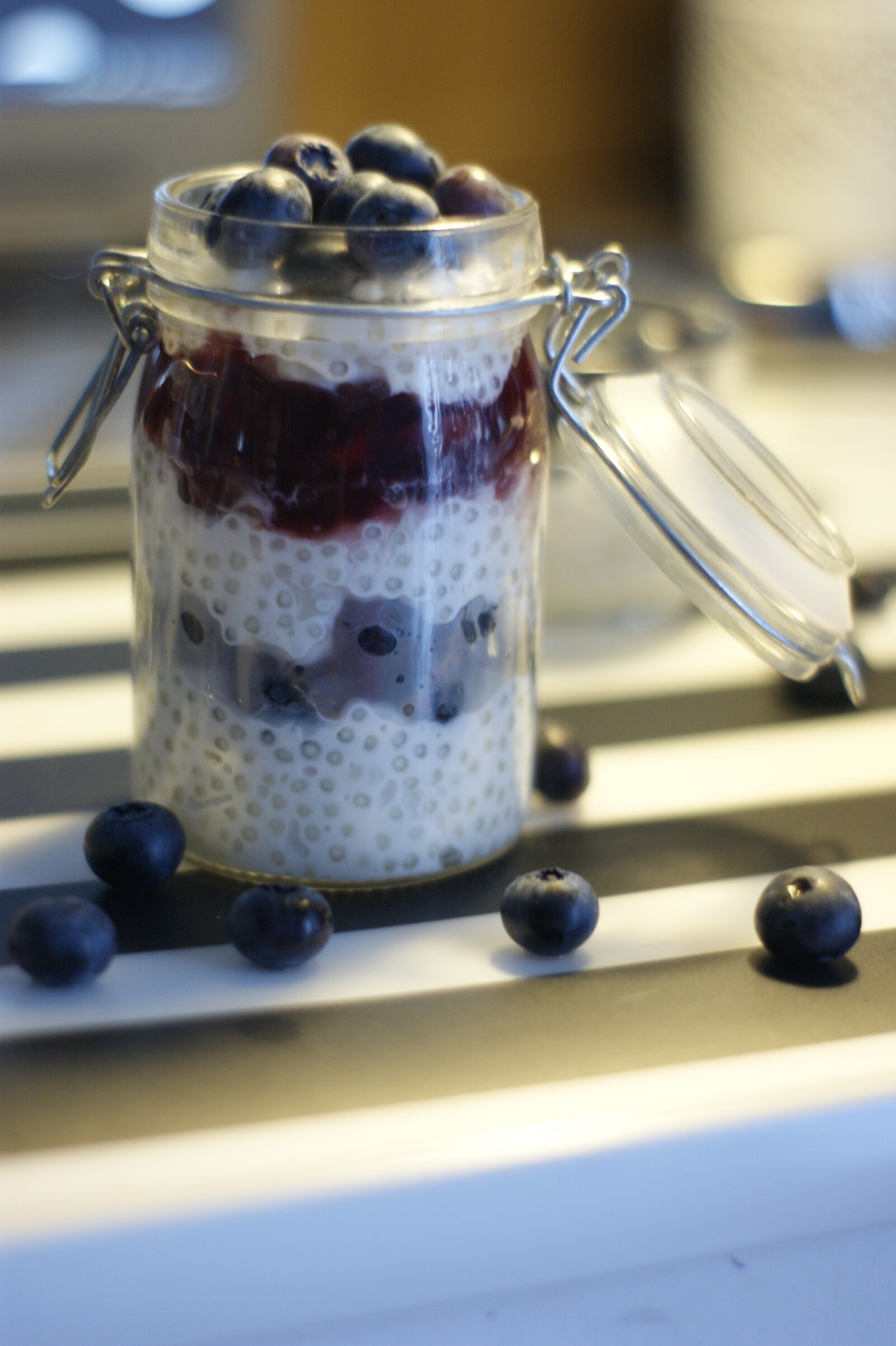 chia pudding with blueberries 