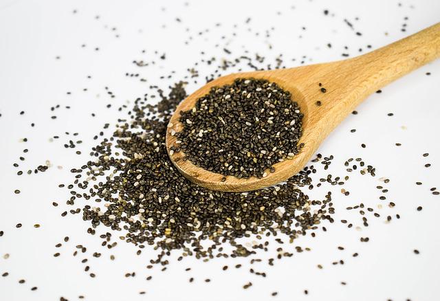 A spoon full of chia seeds