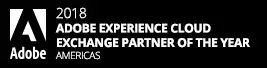 A badge for the award badge of the 2018 Adobe Experience Cloud Exchange Parter of the Year Americas