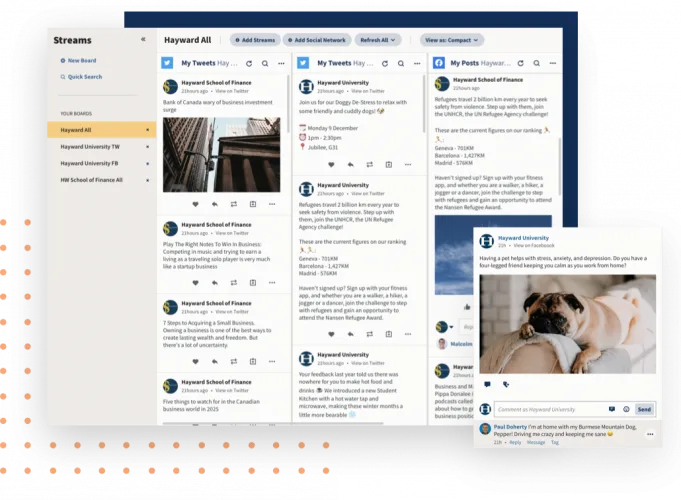 A screenshot of the Hootsuite Streams feature