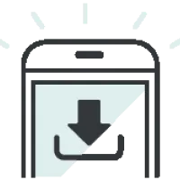 An illustration of a mobile phone showing the download icon