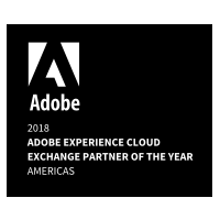 Emblema comemorativo do prêmio que a Hootsuite recebeu de parceiro do ano do Adobe Experience Cloud Exchange