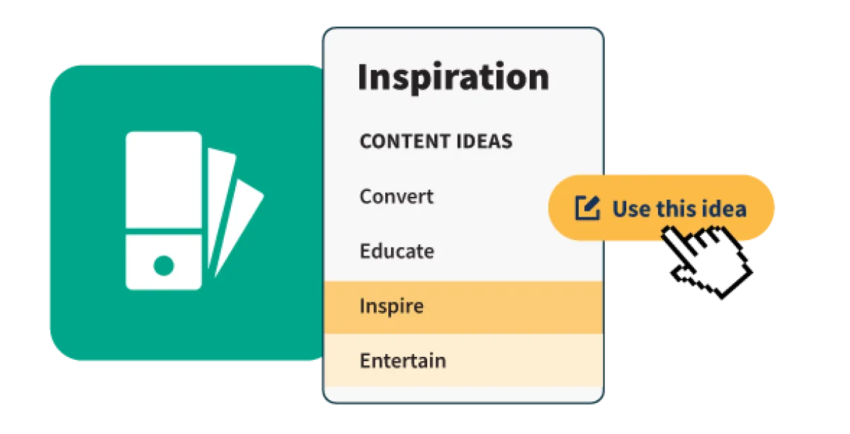 Graphic showing the Hootsuite dashboard with inspiration and content ideas