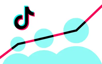 a graphic of a red graph pointing up and the tiktok logo