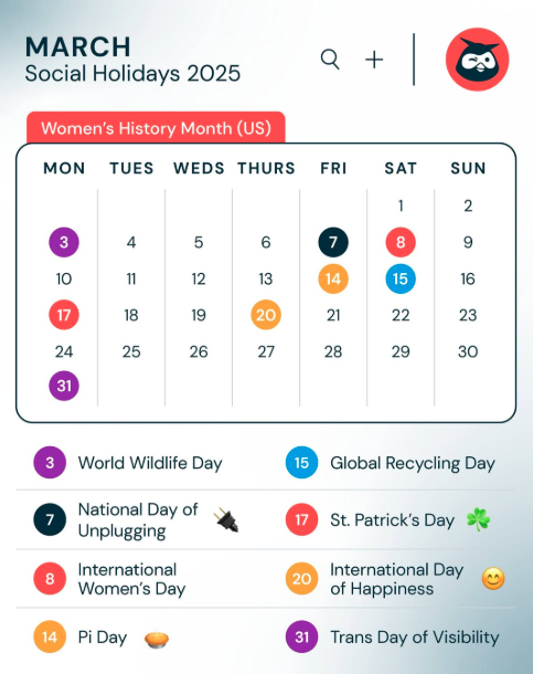 March 2025 social media holidays