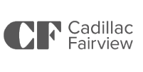 Logotipo da Cadillac Fairview em preto e branco