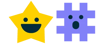 star and hashtag with faces