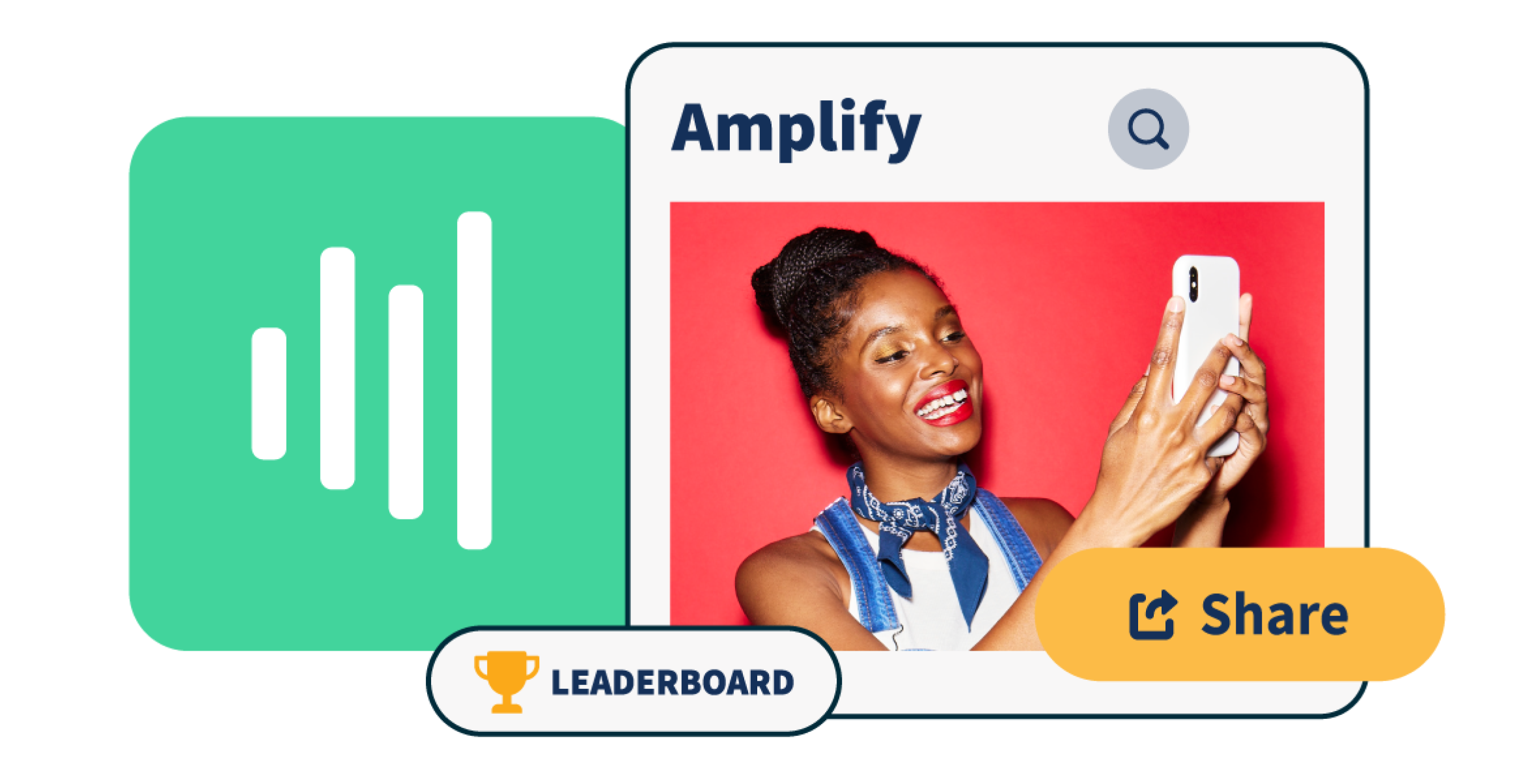 Hootsuite Amplify icon with woman holding her phone