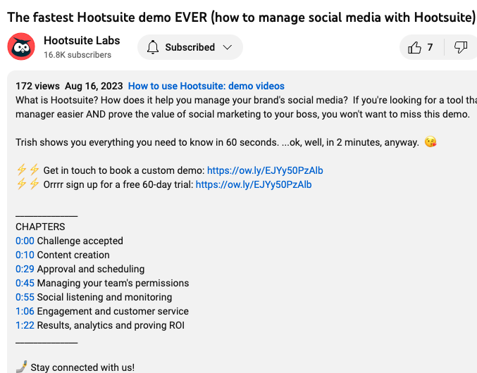 screenshoot of comment in youtube of Hootsuite account 