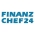 Logo von „finanzchef24“ in fetten blauen Buchstaben auf weißem Hintergrund.