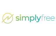 Logo von simplyfree mit stilisiertem Text und einem grafischen Element.