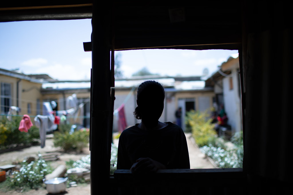 18-year-old Survivors of gender-based violence in stands for a portrait in Mekelle, Ethiopia, on April 15, 2021.