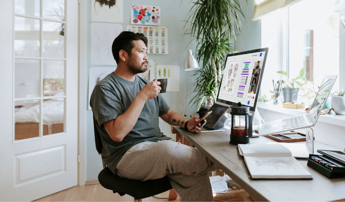 A guy having a coffee