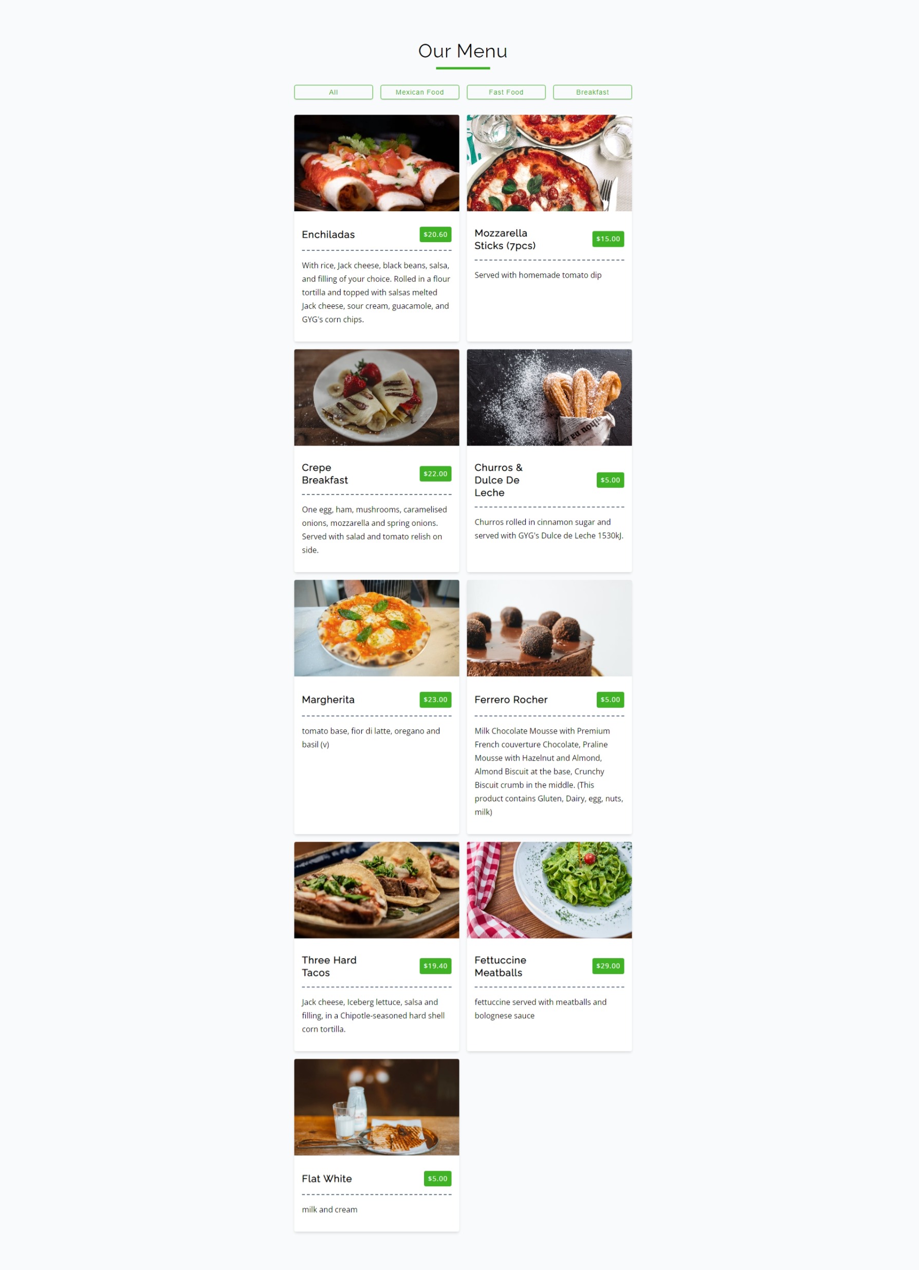 menu