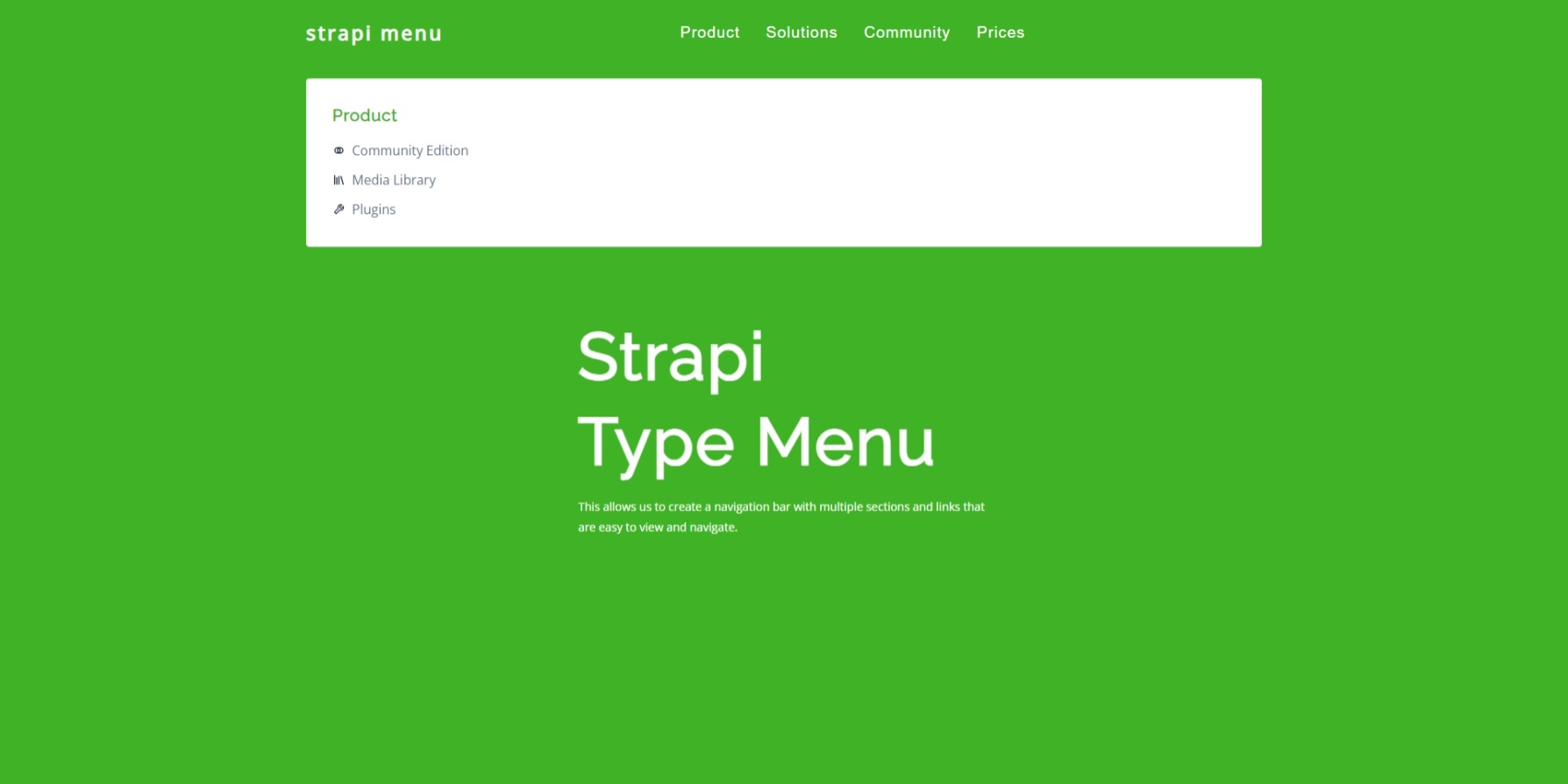 strapi type menu