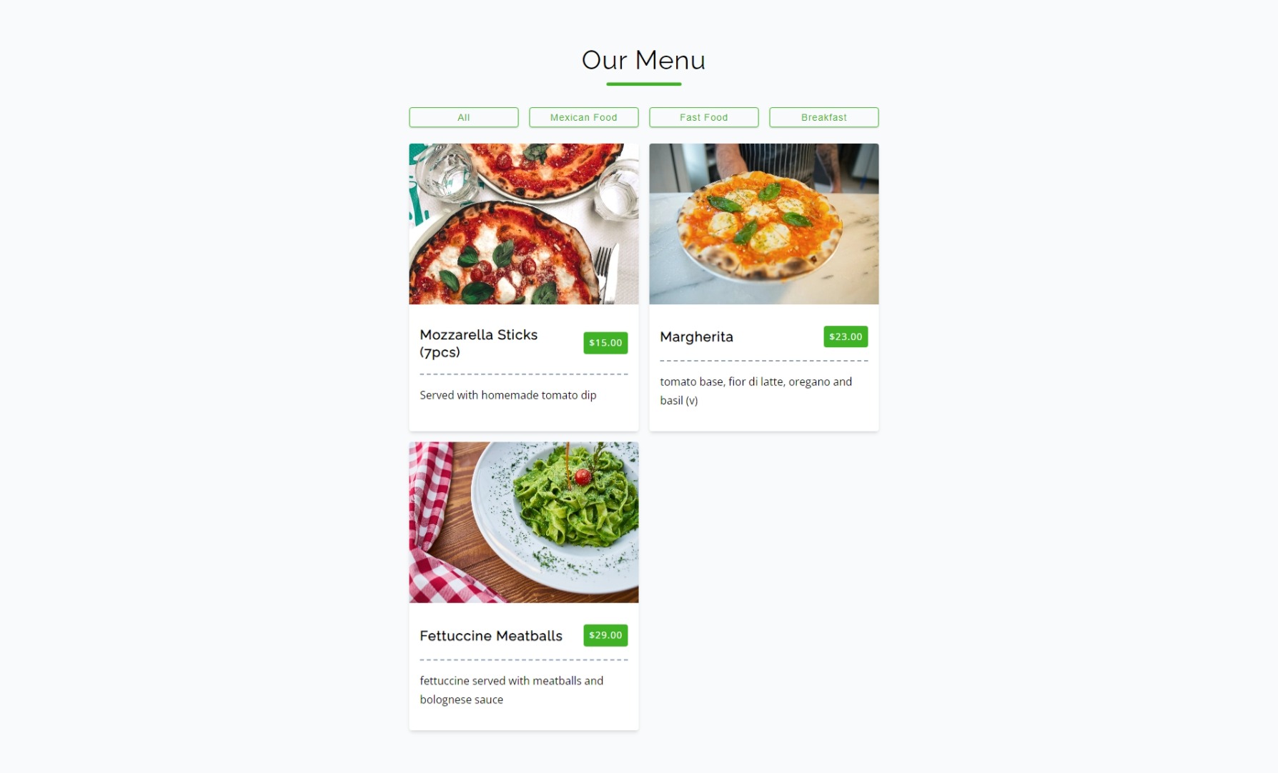 menu