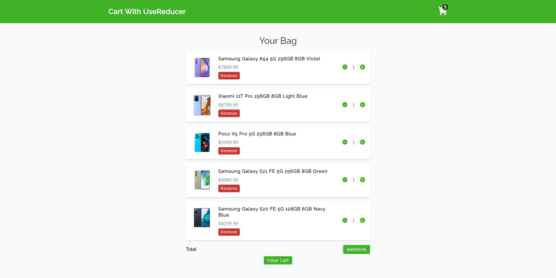 cart with useReducer