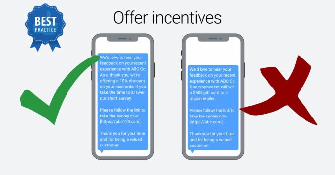SMS survey examples - incentives