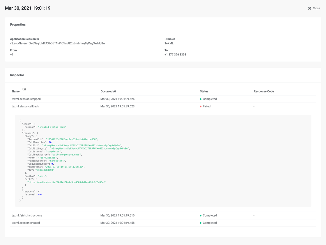 Self-Service Debugging for TeXML - Webhook Inspector