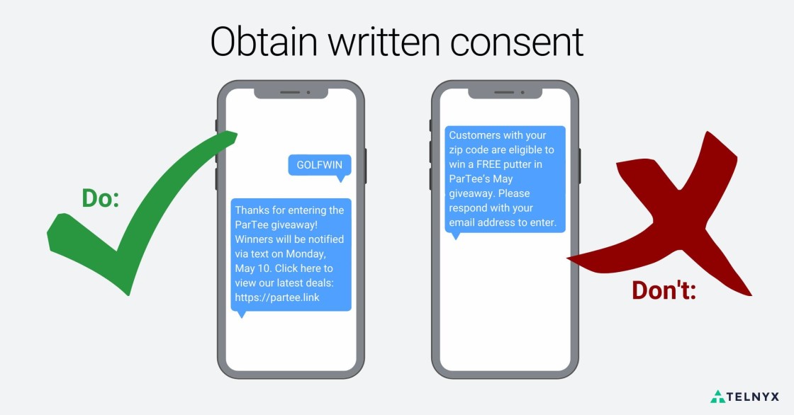 DOs and DON'Ts of obtaining written consent for SMS compliance example
