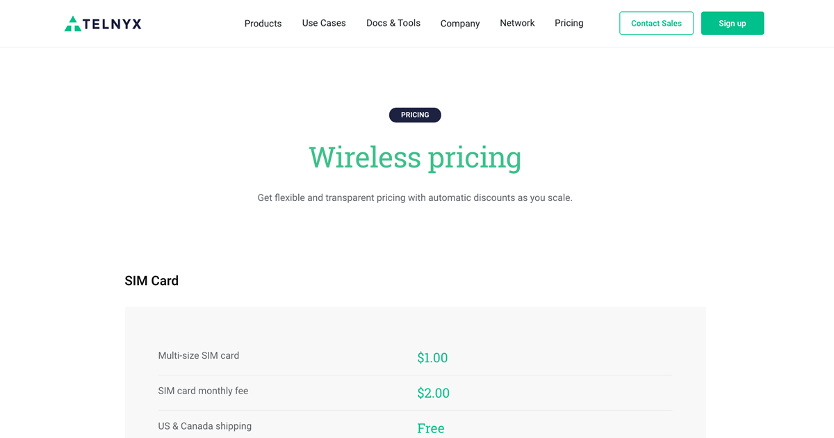 IoT SIM Card & Data Plans and Pricing Telnyx Wireless