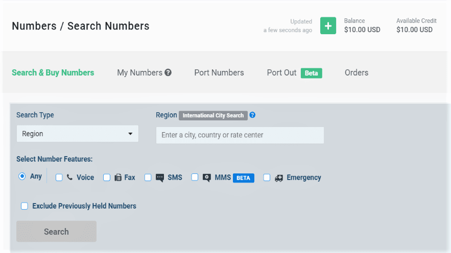 Search Numbers Feature