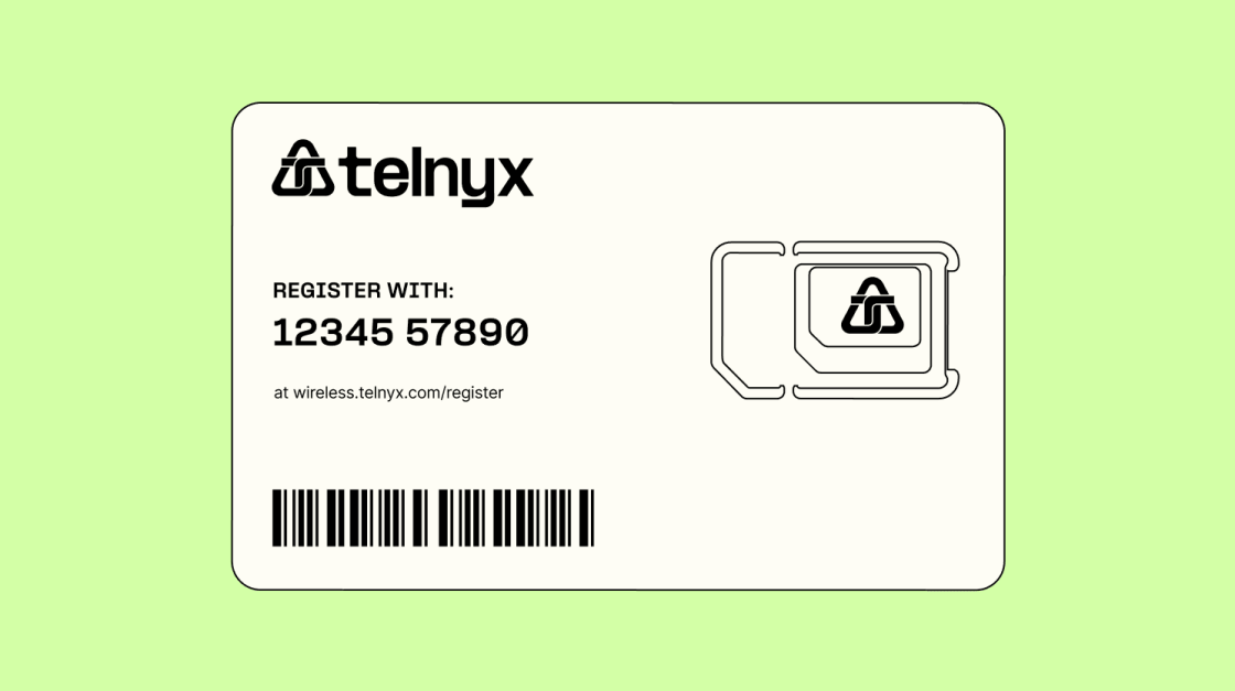 Telnyx SIM form factor on neon green background